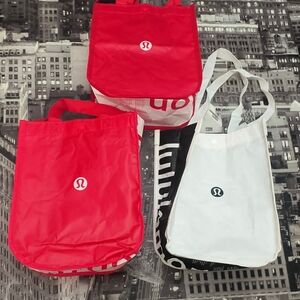 lululemon athletica Red and White Tote Bags